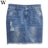 Summer women's denim skirt midi front triangle personality high waist pencil skirts - menochic